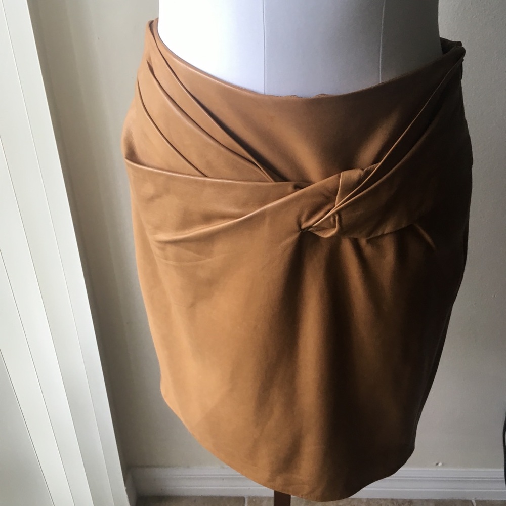 Camel color leather skirt